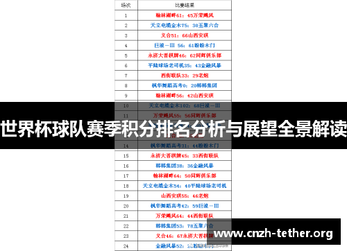 世界杯球队赛季积分排名分析与展望全景解读